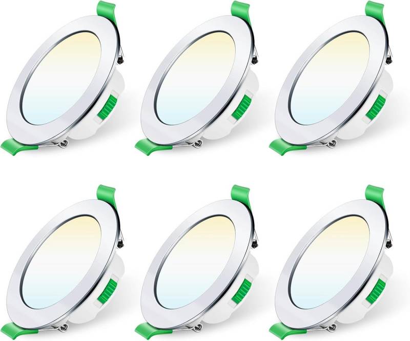 ALUSSO LED Einbaustrahler 6er-Set, 7W Decken Leuchte, 68mm Flach Strahler Dimmbar Spot, Helligkeit von 10 % bis 100 %, Rund, Chrom ALUSSO LED Einbaustrahler 6er-Set, 7W Decken Leuchte, 68mm Flach Strahler Dimmbar Spot, Helligkeit von 10 % bis 100 %, Rund, Chrom von ALUSSO