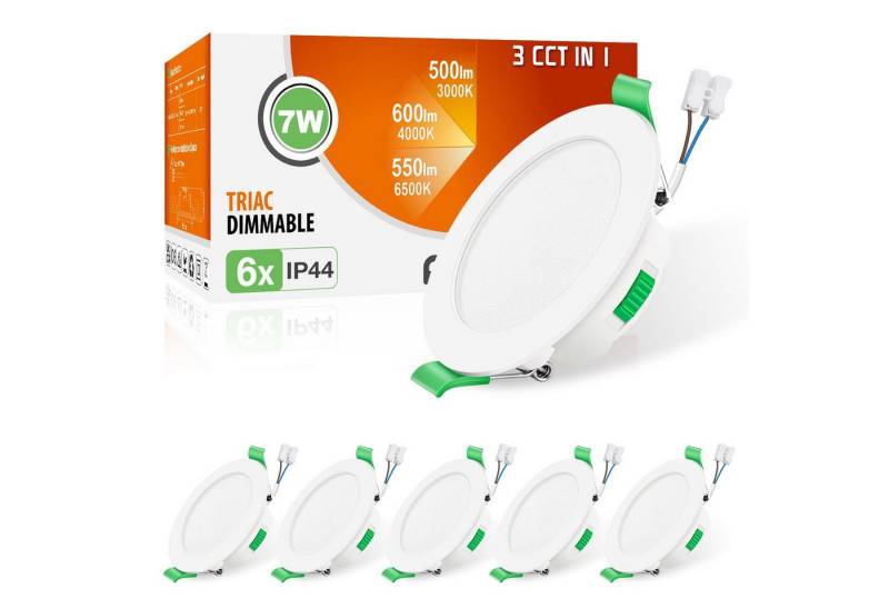 ALUSSO LED Einbaustrahler 6er-Set, 7W Decken Leuchte, 68mm Flach Strahler Dimmbar Spot, Helligkeit von 10 % bis 100 %, Rund, Weiß von ALUSSO