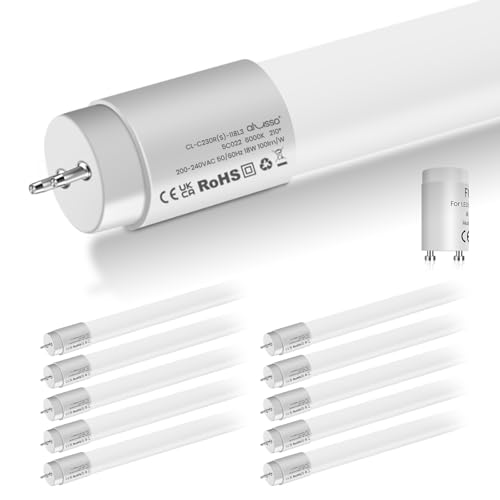ALUSSO LED Röhre 120cm 6000K Kaltweiß, T8 1800LM 18W(ersetzt 36W) LED Leuchtstoffröhre, G13 Tube Inklusive Starter, 210° Abstrahlwinkel Röhrenlampe, 10-er Pack von ALUSSO