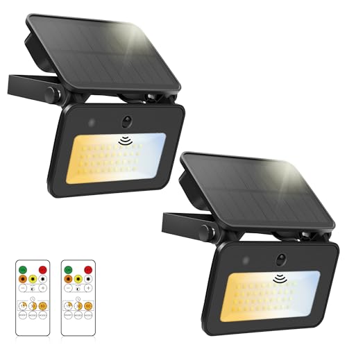 ALUSSO Solarlampen für außen mit bewegungsmelder & Fernbedienung, 1000LM, 3 Farbtemperaturen (3000K/4000K/6500K), 3 Modi, IP65 Wasserdicht, Solarwandleuchte für Garten, Terrasse, Hof, Eingang von ALUSSO