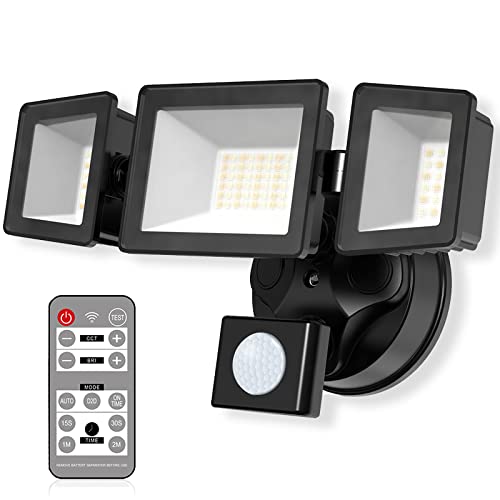ALUSSO led strahler mit bewegungsmelder außen,30W 2400lm strahler mit bewegungsmelder aussen,3000K-6500K Dimmbar mit Fernbedienung IP65 Wasserdicht für Garagenveranda Schwarz von ALUSSO