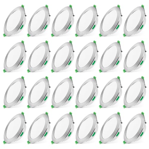 LED Einbaustrahler Dimmbar 230V Slim Flach, 5W 400 Lumen Warmweiß Neutralweiß Kaltweiß Einbauleuchten 30mm Einbautiefe, IP44 Spritzwasser Geschützt Deckenspots für Badezimmer, Wohnzimmer, 24er Set LED Einbaustrahler Dimmbar 230V Slim Flach, 5W 400 Lumen Warmweiß Neutralweiß Kaltweiß Einbauleuchten 30mm Einbautiefe, IP44 Spritzwasser Geschützt Deckenspots für Badezimmer, Wohnzimmer, 24er Set von ALUSSO