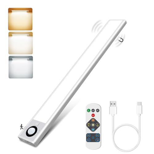 LED Unterbauleuchte mit Bewegungsmelder, Schrankleuchte mit 3Modi und Dimmbar, 3 Farbtemperatur Einstellbar Schranklicht, 30cm LED Unterbaulampe für Küche, Schlafzimmer, Treppe, Schrank, 1 Stück von ALUSSO