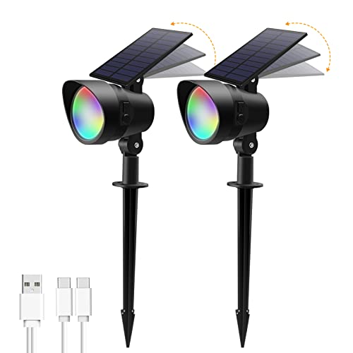 Solar Strahler außen RGB, 7 Farben 9 Lichtmodus Weihnachtsbeleuchtung Solarstrahler, IP65 Solarlicht Solarlampen Solar Gartenleuchte Spotlight Solarbetriebene für Garten Hinterhof Wege, 2 Stück Solar Strahler außen RGB, 7 Farben 9 Lichtmodus Weihnachtsbeleuchtung Solarstrahler, IP65 Solarlicht Solarlampen Solar Gartenleuchte Spotlight Solarbetriebene für Garten Hinterhof Wege, 2 Stück von ALUSSO