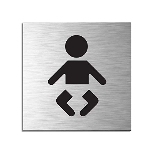 OFFORM DESIGN Schild Wickelraum 120 x 120 mm Türschild aus Aluminium vollflächig selbstklebend Nr.17161-S von OFFORM DESIGN