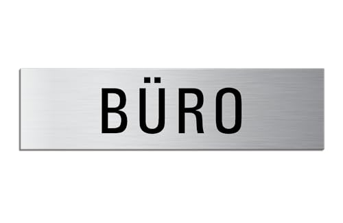 Schild Büro 150x40 mm Alumium gebürstet Edelstahloptik vollflächig selbstklebend von OFFORM DESIGN