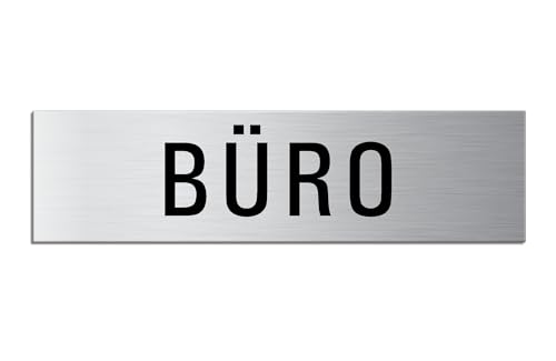 Schild Büro 160x40 mm Türschild aus Aluminium gebürstet Edelstahl-Optik selbstklebend Nr.10108-S von OFFORM DESIGN