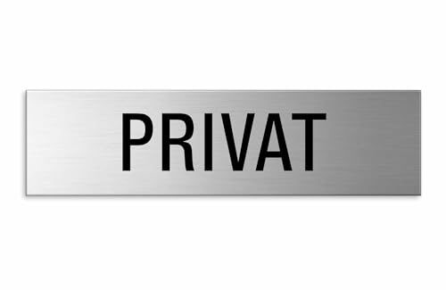 Schild Privat 150x40 mm Türschild aus Aluminium Edelstahloptik selbstklebend von OFFORM DESIGN