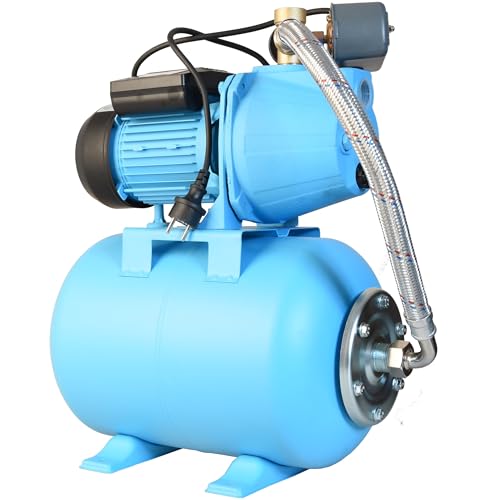 Hauswasserwerk JET 100S - Geräuscharmer Hochdruck-Wasserpumpe 3600L/H - Pumpe zur Hauswasserversorgung mit 24L Membrankessel - Gußeisen - 1100W max Förderhöhe 50m - Ideal für Gartenbewässerung von ALUVRA