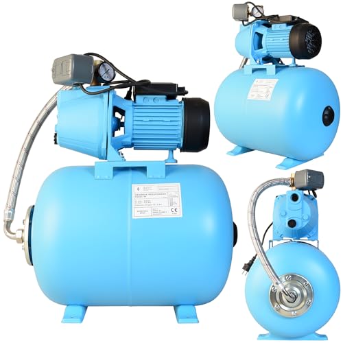 Hauswasserwerk JET 100S - Geräuscharmer Hochdruck-Wasserpumpe 3600L/H - Pumpe zur Hauswasserversorgung mit 50L Membrankessel - Gußeisen - 1100W max Förderhöhe 50m - Ideal für Gartenbewässerung von ALUVRA