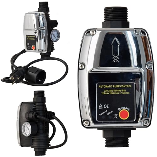 Pumpensteuerung CSK 5 - Elektronischer Druckwächter max. 10 bar - Automatisches Ein- und Ausschalten - Druckschalter für Kreiselpumpe Tauchpumpe Hauswasserwerk - Trockenlaufschutz - Durchflusswächter von ALUVRA