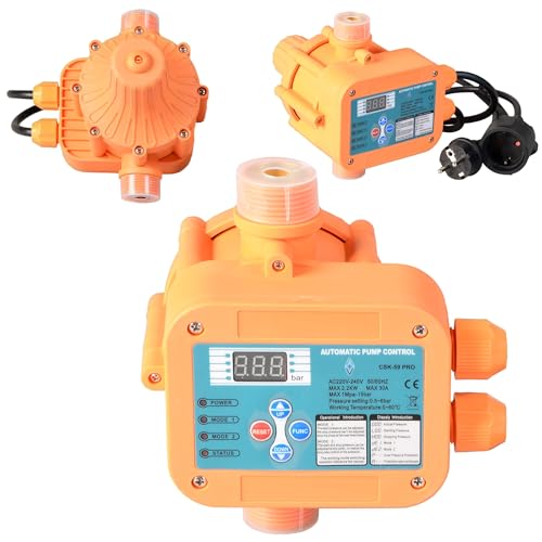 Pumpensteuerung CSK 59 PRO - Digitale einstellbare Druckschalter Durchflusswächter - Ein- und Abschaltdruck einstellbar - für Wasserpumpen Tauchpumpen - Elektronischer Druckwächter - Trockenlaufschutz von ALUVRA