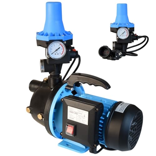Wasserpumpe HANDY 3000 mit Elektronische Druckschalter CSK 31 - Pumpensteuerung - Gartenpumpe Tragbare - (550W 3000l/h Förderhöhe 40m) Einschaltdruck einstellbar - Trockenlaufschutz - für Bewässerung von ALUVRA