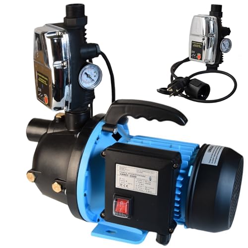 Wasserpumpe HANDY 3000 mit Elektronische Druckschalter CSK 5 - Pumpensteuerung - Gartenpumpe Tragbare - (550W 3000l/h Förderhöhe 40m) - Trockenlaufschutz - Hauswasserautomat - für Bewässerung Garten von ALUVRA