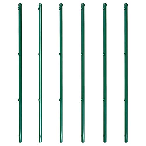 6 x Zaunpfosten Zaunpfahl für Maschendrahtzaun zinkphosphatiert grün kunstoffbeschichtet, 34x1500mm von alwa