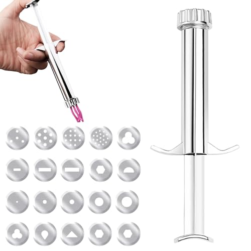 Clay Extruder, Fondant Extruder, Edelstahl Kuchen Dekorieren Spritze, Abnehmbare Einfach anzuwendende Edelstahl Ton Extruder, Fondant Presse mit 20 Spitzen für Skulpturen und Handwerk Clay Extruder, Fondant Extruder, Edelstahl Kuchen Dekorieren Spritze, Abnehmbare Einfach anzuwendende Edelstahl Ton Extruder, Fondant Presse mit 20 Spitzen für Skulpturen und Handwerk von Alwida