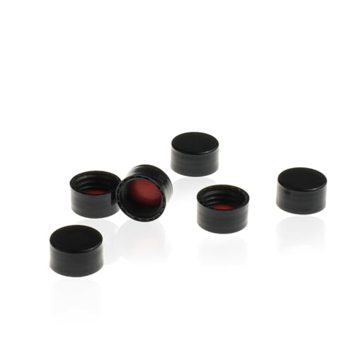 9-425 2mL Fläschchendeckel Schwarzer glatter geschlossener PP-Deckel mit 9 mm rotem PTFE/weißem Silikonseptum, 1 mm dick. 100 Stück/Stk. von ALWSCI
