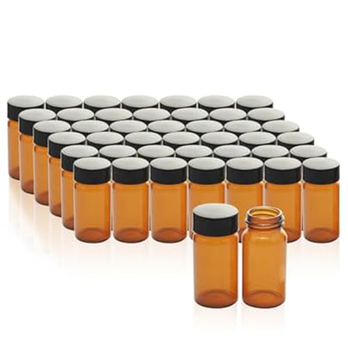 ALWSCI 100 Stück 20mL Bernstein Glasfläschchen Probenflaschen 24-400 Schwarz Closed Top PP Cap, PE Liner Probe Container Labor Fläschchen Flasche Flüssigöl Flasche 27.5x57mm von ALWSCI