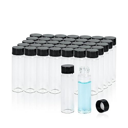 ALWSCI 100 Stück Glasfläschchen 12ml Probe Klarglas Fläschchen mit Schraubverschluss, Probenahme Glasflaschen mit PE Liner, Probe Container Labor Fläschchen Flasche Flüssigkeit Öl Flasche 19x65mm von ALWSCI
