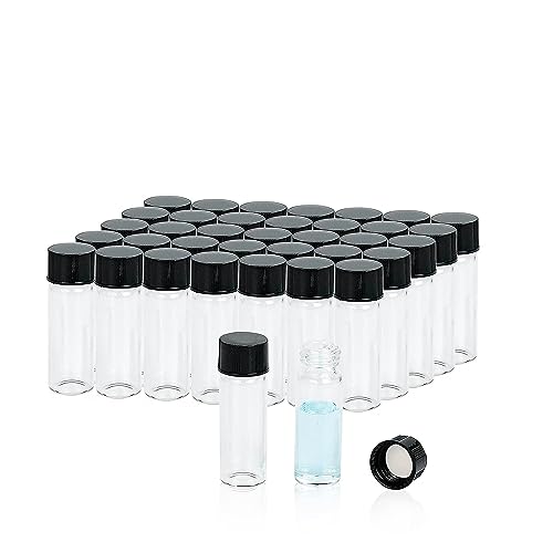ALWSCI 100 Stück Probenflaschen 4mL Glasfläschchen Schraubverschluss 13-425 Schwarzer Geschlossener PP-Deckel, PE-Innenbehälter Probenbehälter Laborflasche 15x45 mm von ALWSCI