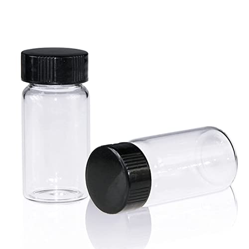 ALWSCI 100 Stücke Glasfläschchen 10ml Probe Klarglas Fläschchen mit Schraubverschluss, Probenahme Glasflaschen mit PE Liner, Probe Container Labor Fläschchen Flasche Flüssigkeit Öl Flasche 22x52mm von ALWSCI
