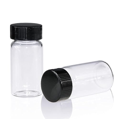 ALWSCI 100 Stücke 20 mL Probe Klarglas Fläschchen Probenahme Flaschen 24 mm Schwarz geschlossen Top PP Cap, Probe Container Labor Fläschchen 27.5x57 mm von ALWSCI