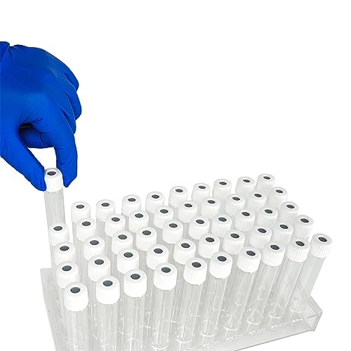 ALWSCI 100pcs 12 mL Atemtestflasche Exetainer Fläschchen, Glas Atemprobenbehälter für 13C Helicobacter Pylori Atemtest 15,5 * 101mm Nicht evakuiert mit weißer Kappen von ALWSCI