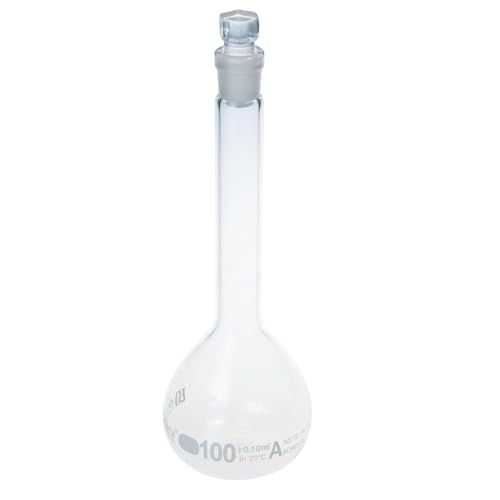 ALWSCI 2 Stück 100mL Volumetrische Kolben, Globusglas mit Glasstopfen, 3.3 Borosilikatglas, Klasse A, weiße Graduierung, Messkolben für Labor Schulprojekt von ALWSCI