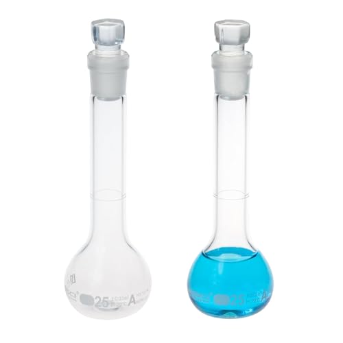 ALWSCI 2 Stück 25mL Volumetrische Kolben, Globusglas mit Glasstopfen, 3.3 Borosilikatglas, Klasse A, weiße Graduierung, Messkolben für Labor Schulprojekt ALWSCI 2 Stück 25mL Volumetrische Kolben, Globusglas mit Glasstopfen, 3.3 Borosilikatglas, Klasse A, weiße Graduierung, Messkolben für Labor Schulprojekt von ALWSCI