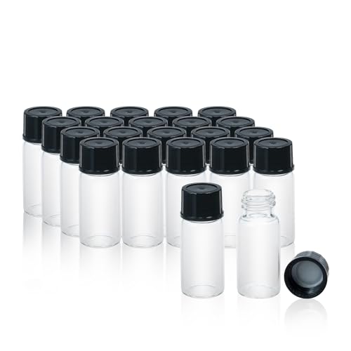 ALWSCI 20 Stück 10mL Glasfläschchen Probenahme Flaschen 18-400 schwarz geschlossen Top PP Cap, PE Liner Probe Behälter Labor Fläschchen 22x52mm von ALWSCI