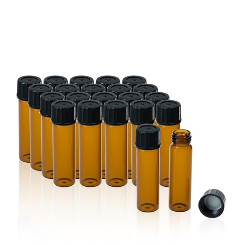 ALWSCI 20 Stücke 8mL Bernstein Glas Probe Fläschchen Probenahme Flaschen 15-425 schwarz geschlossen Top PP Cap, PE Liner Probe Container Labor Fläschchen 17x60mm von ALWSCI