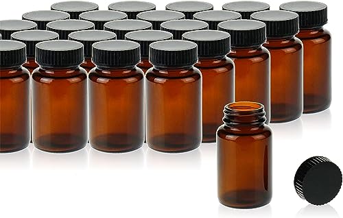 ALWSCI 200mL Weithalsflasche aus Glas Bernsteinglas mit schwarzem Polyethylen-Schraubverschluss und PE-Septenauskleidung 61.4x109.5mm, 24er-Pack von ALWSCI