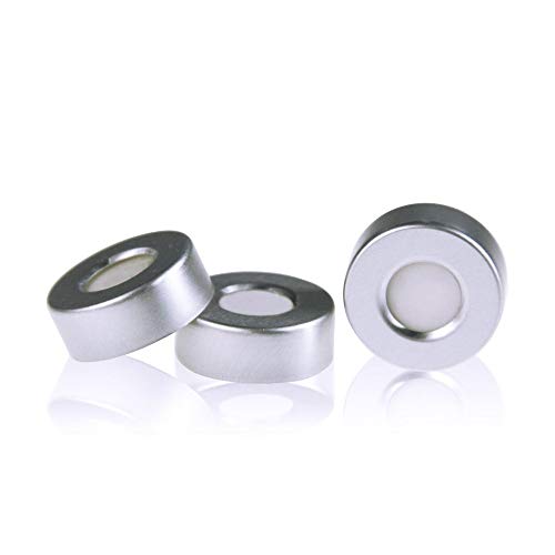 ALWSCI 20mm Aluminium-Crimpdichtung, Aluminium-Crimpverschluss mit natürlichem PTFE/weißem Silikon-Septen für Headspace-Fläschchen (100er-Pack) von ALWSCI
