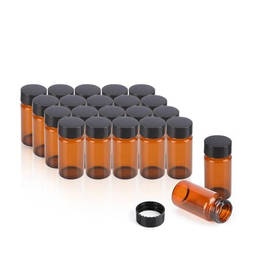 ALWSCI 20pcs 20mL Bernstein Glas Probe Fläschchen Probenahme Flaschen 24mm schwarz geschlossen Top PP Cap, PE Liner Probe Container Labor Fläschchen 27.5x57mm von ALWSCI