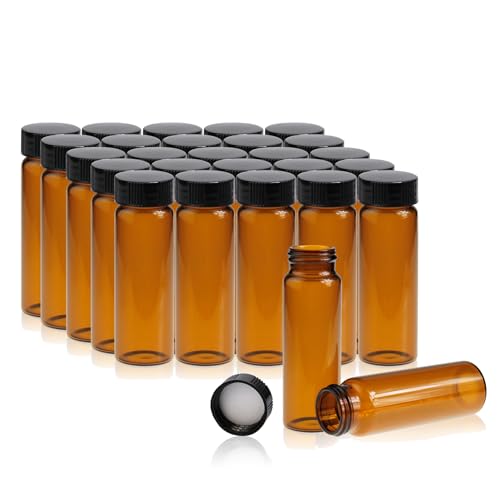 ALWSCI 20pcs 30 mL Bernstein Glas Probe Fläschchen Probenahme Flaschen 24mm schwarz geschlossen Top PP Cap, PE Liner Probe Container Labor Fläschchen 27.5x84 mm von ALWSCI
