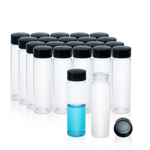 ALWSCI 20pcs 40mL Glas Probe Fläschchen Probenahme Flaschen 24mm schwarz geschlossen Top PP Cap, PE Liner Probe Container Labor Fläschchen 27.5x95mm von ALWSCI