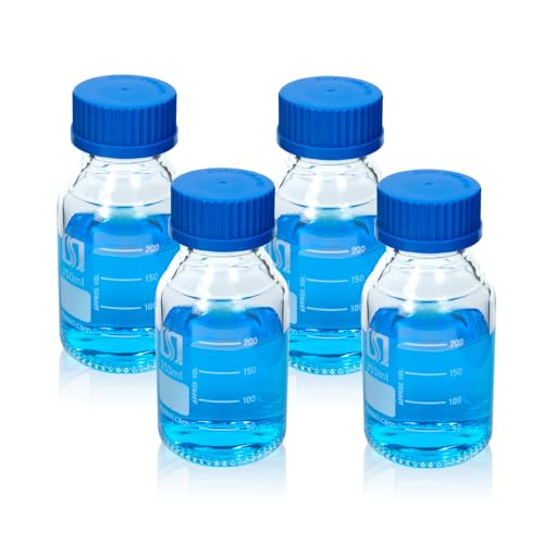 ALWSCI 250 mL Laborflasche, Labor Weithals Glasflasche Medienflaschen mit GL 45-Schraubverschluss, Borosilikat 3.3 Glas, 4er-Pack von ALWSCI