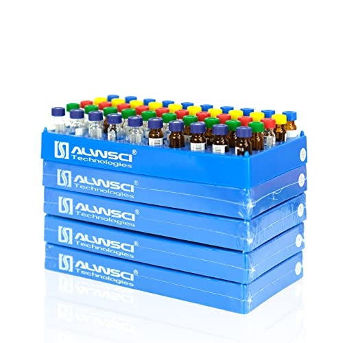 ALWSCI 2ml Fläschchengestell Labor HPLC Fläschchenhalter, 5 PCS Reagenzglasständer mit 50 Halterungen Durchmesser 12mm von ALWSCI