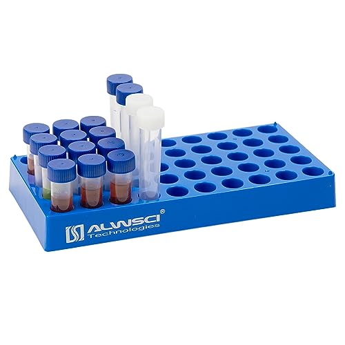 ALWSCI 4 mL Fläschchengestell Labor HPLC Fläschchenhalter, Reagenzglasständer mit 50 Fächern, Zentrifugenröhrchen-Rack Probenflaschen-Rack von ALWSCI