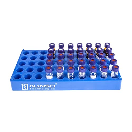 ALWSCI 50 Position Chromatographic Flasche Rack 2 mL Fläschchengestell Labor HPLC Fläschchenhalter, Autosample Vial phiolenständer mit 50 Fächern Durchmesser 12mm von ALWSCI