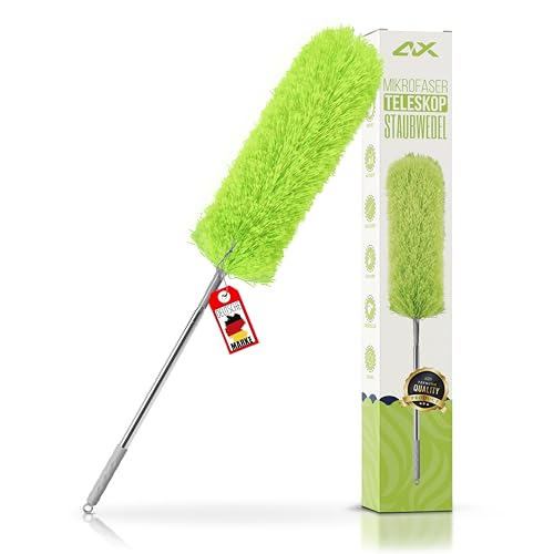 ALX Staubwedel, Waschbar, Mikrofaser, Staubwischer, Teleskop Staubwedel ausziehbar bis 260cm. Stilvolle Reinigung für EIN makelloses Zuhause (Grün) von ALX