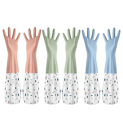ALXBSONE 3Pcs Rubber Gloves Cleaning Gloves for Housekeeping, Dishwashing Gloves, Reusable Rubber Gloves, Bathroom Cleaning Supplies Multicolor(M) von ALXBSONE