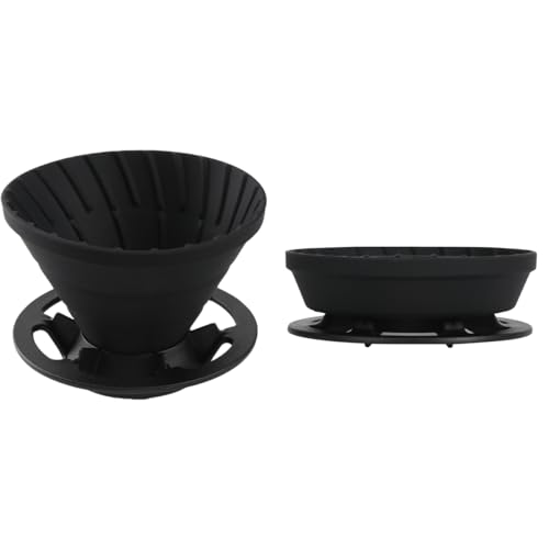 ALXBSONE Pour Over Coffee Dripper Zusammenklappbarer Silikon Filterfilter Kaffee Trichter, Single Serve Kaffee Drip Cone für Camping, Reisen, Wandern, Backpacking(Schwarz) von ALXBSONE