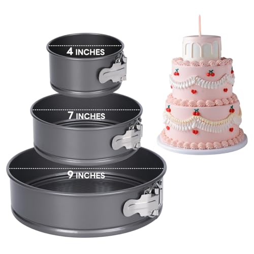 ALXBSONE Springform Pan von 3 Antihaft-Käsekuchen-Pfanne, Runde Backform Set 4" 7" 9 Zoll Kuchenform mit abnehmbaren Boden ALXBSONE Springform Pan von 3 Antihaft-Käsekuchen-Pfanne, Runde Backform Set 4" 7" 9 Zoll Kuchenform mit abnehmbaren Boden von ALXBSONE