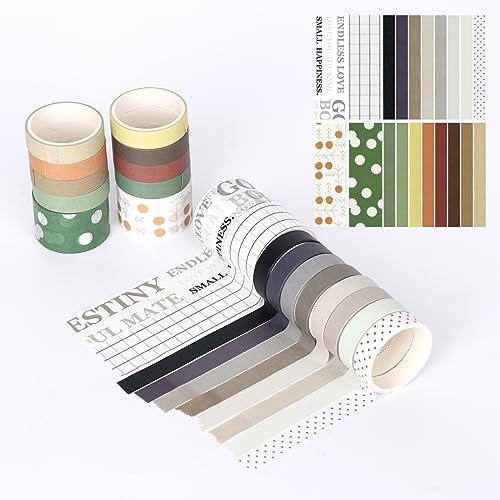 ALXBSONE Washi Tape Set,20 Rolls Abklebeband, Klebeband Bunt, Masking Tape für Scrapbooking Diy Handwerk Grundlegendes Muster(Set01) von ALXBSONE