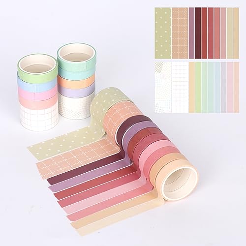 ALXBSONE Washi Tape,20 Rolls Abklebeband, Klebeband Bunt, washi tape kinder für Scrapbooking Diy Handwerk Grundlegendes Muster(Set03) von ALXBSONE