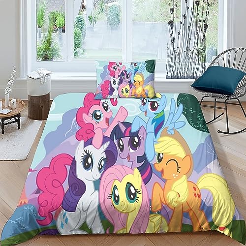 ALXFFBN My Little Pony 3D Bettwäsche Für Kinder Mit Bettbezug Single（135x200cm）,Anime Characters ，Motiv Cartoon von ALXFFBN