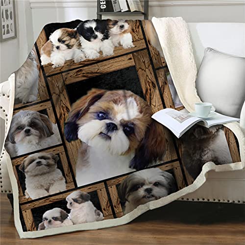 Schwarzer Shih Tzu Flauschig Kuscheldecke 200x220cm,3D Wohndecke Warm Weiche Schmusedecke Waschbar Kinder Erwachsene - Für Wohnzimmer, Schlafzimmer, Camping, Picknick von ALYOU