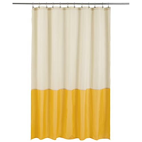 ALYVIA SPRING Wasserdichte Duschvorhangauskleidung aus Stoff, weich und leicht, 3 Magnete unten, Hotelqualität & maschinenwaschbar, Standardgröße 183 x 183 cm, Cremefarben und Gelb von ALYVIA SPRING