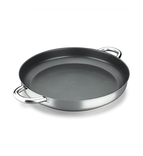 ALZA Classic Master - Paellapfanne 32 cm, Edelstahl 18/10, Griffe aus Edelstahl, Dreischicht-Antihaftbeschichtung, Für alle Herdarten geeignet, Induktion und Backofen von ALZA